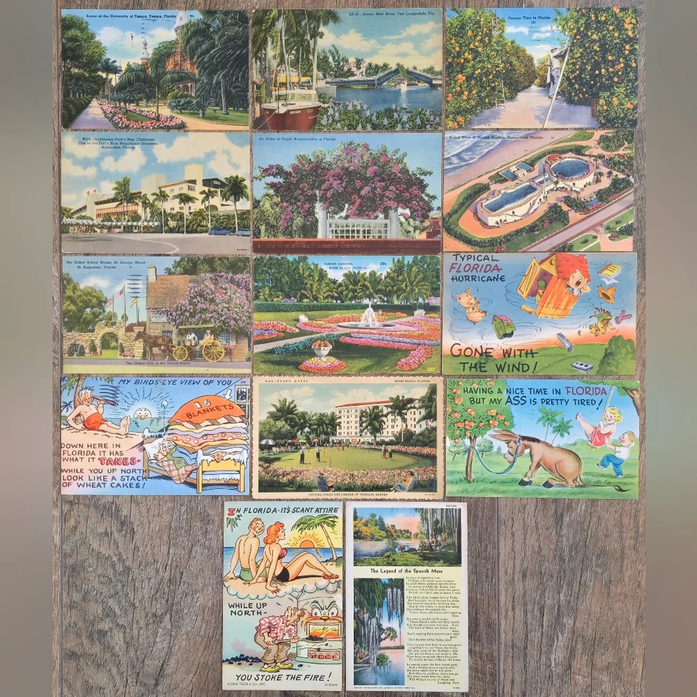 Lot of 36 Fabulous Vintage FLORIDA Postcards & Souvenir Booklets - Picture 4 of 7